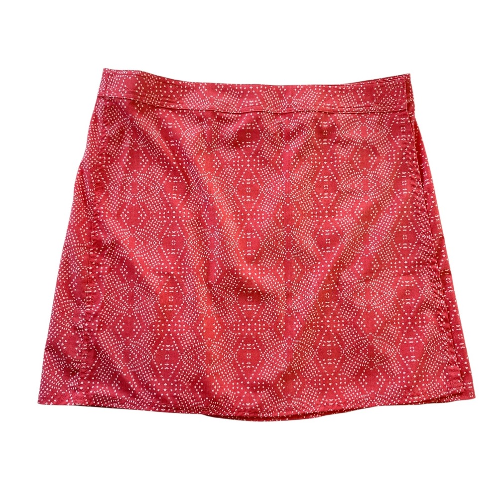 RipSkirt Hawaii Length 2 Coral Red White Geometric Diamond Mini Wrap Skirt XL